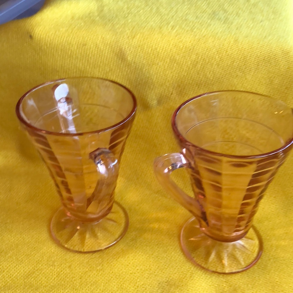 Vintage pink Depression glass cream and sugar